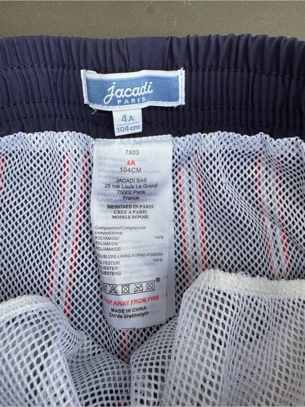 Jacadi Navy, Red & White Striped Swim Shorts